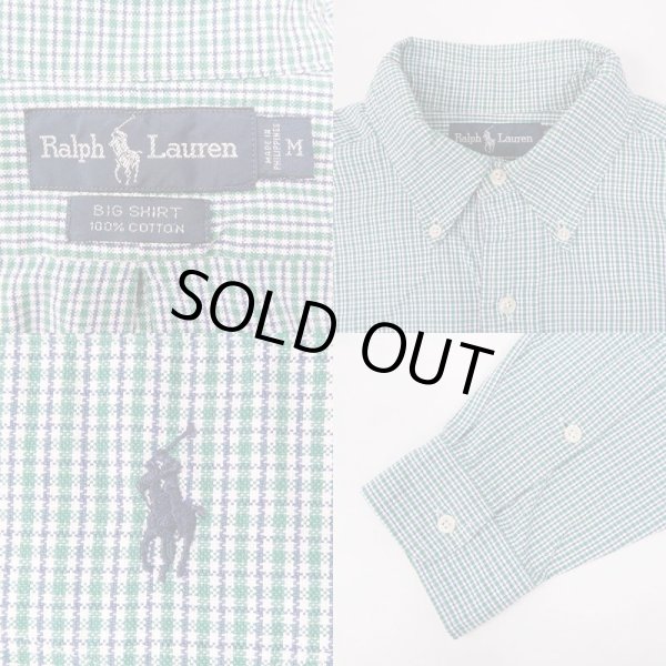 画像3: 90's Polo Ralph Lauren ボタンダウンシャツ “BIG SHIRT / GREEN BASE” (3)