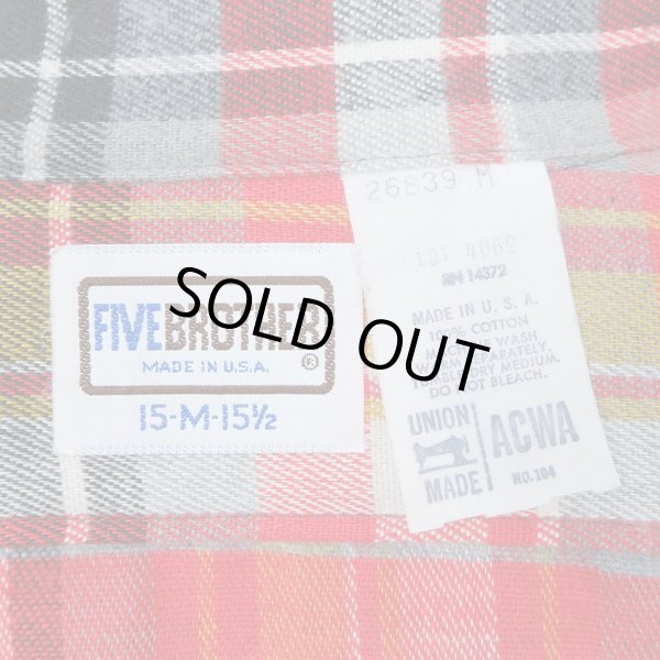 画像2: 80's FIVE BROTHER ヘビーネルシャツ "MADE IN USA / DEADSTOCK" (2)