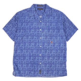 90's RALPH LAUREN JEANS S/S 総柄 オープンカラーシャツ
