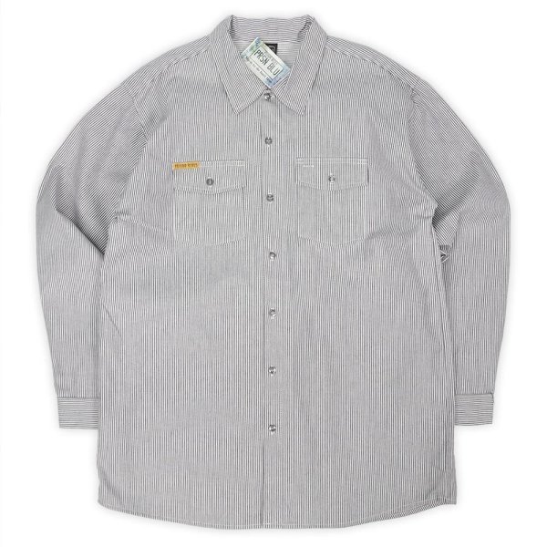 画像1: 00's PRISON BLUES ヒッコリーストライプ柄 ワークシャツ "DEADSTOCK" (1)