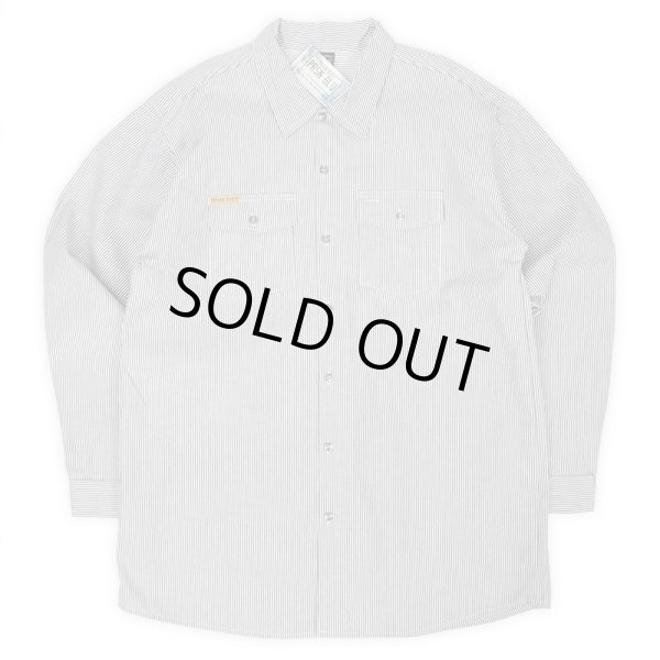 画像1: 00's PRISON BLUES ヒッコリーストライプ柄 ワークシャツ "DEADSTOCK" (1)