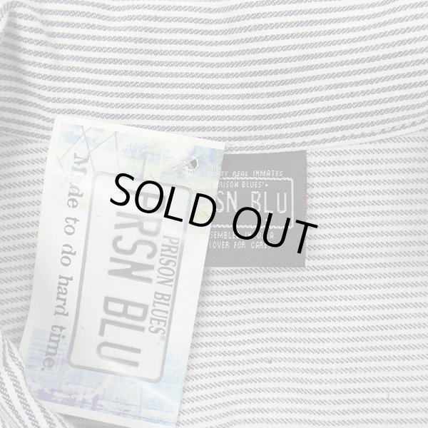 画像2: 00's PRISON BLUES ヒッコリーストライプ柄 ワークシャツ "DEADSTOCK" (2)