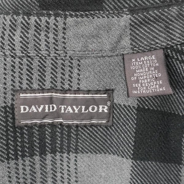 画像2: 90's DAVID TAYLOR ヘビーネルシャツ "Gray×Black Plaid" (2)