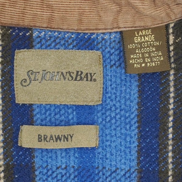 画像2: 90-00's ST JOHN'S BAY ヘビーネルシャツ "Blue Plaid" (2)