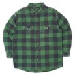 画像1: 00's FIELD & STREAM ブロックチェック柄 ヘビーネルシャツ "GREEN × BLACK" (1)