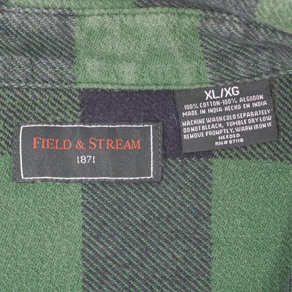 画像2: 00's FIELD & STREAM ブロックチェック柄 ヘビーネルシャツ "GREEN × BLACK" (2)