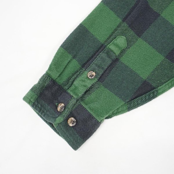 画像3: 00's FIELD & STREAM ブロックチェック柄 ヘビーネルシャツ "GREEN × BLACK" (3)