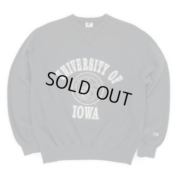 画像1: 90's Champion カレッジプリント 前Vスウェット "FADE BLACK" (1)