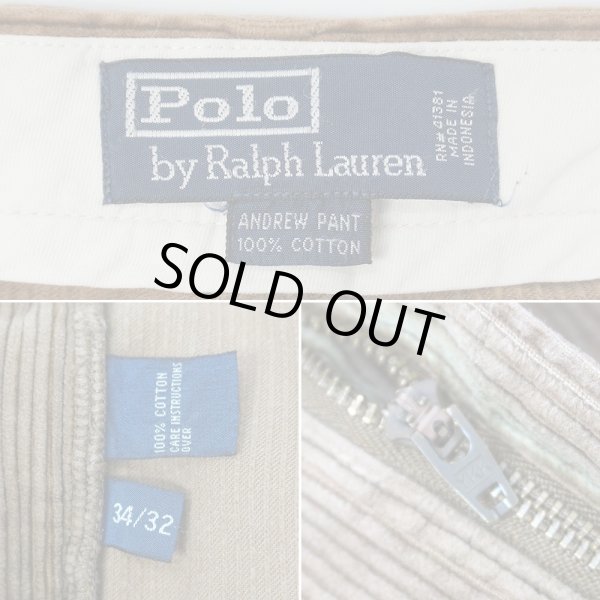 画像3: 90's Polo Ralph Lauren 2タック 太畝コーデュロイトラウザー "ANDREW PANT / AS-IS" (3)