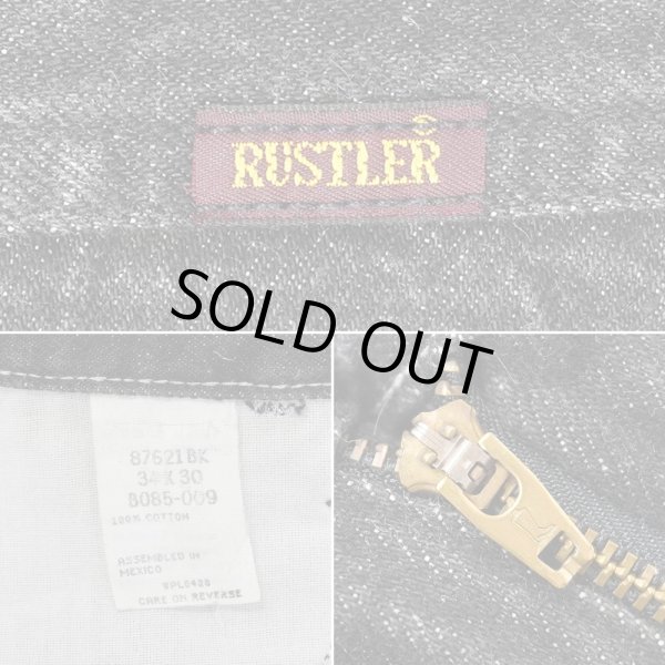 画像4: Early 00's RUSTLER 87621BK 先染めブラックデニムパンツ "W34 L30" (4)