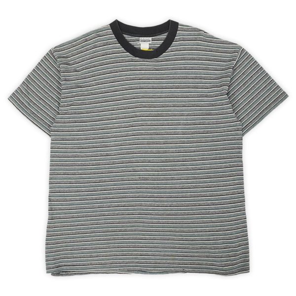 画像1: 90's BASIC EDITIONS マルチボーダーTシャツ "MADE IN USA / GREEN × BLACK" (1)
