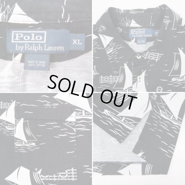 画像3: 90's Polo Ralph Lauren S/S 総柄 プルオーバーシャツ "BLACK" (3)