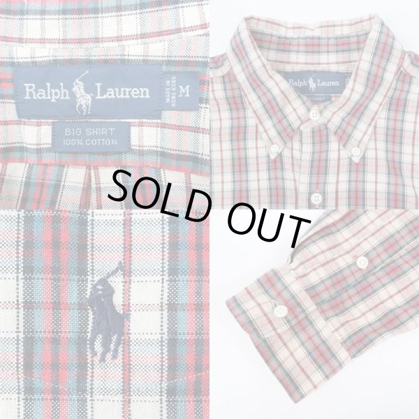 画像3: 90's Polo Ralph Lauren ボタンダウンシャツ “BIG SHIRT / BEIGH BASE” (3)
