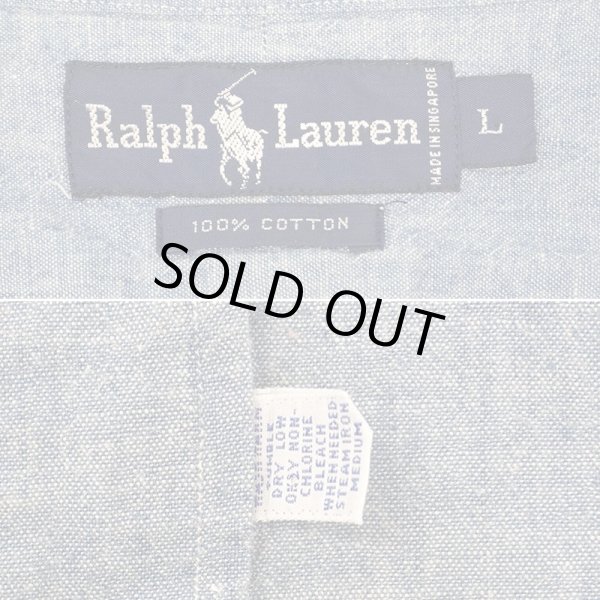 画像2: Early 90's Polo Ralph Lauren シャンブレー ボタンダウンシャツ (2)