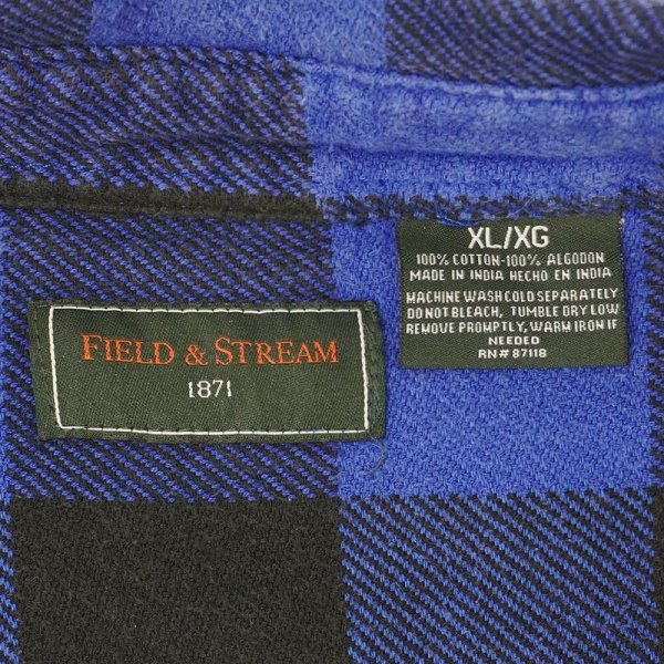 画像2: 00's FIELD & STREAM ブロックチェック柄 ヘビーネルシャツ "BLUE × BLACK" (2)