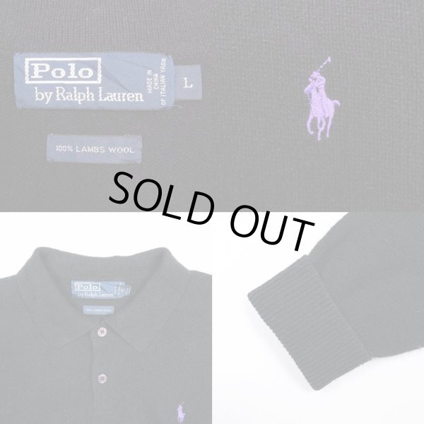 画像2: 90's Polo Ralph Lauren ニットポロシャツ "BLACK" (2)