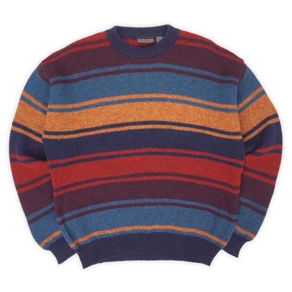 画像1: 90's JANTZEN マルチボーダー柄 ウールニット (1)