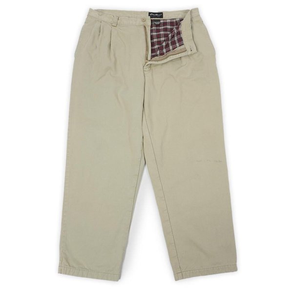 画像1: 00's Eddie Bauer ネルライナー 2タック チノトラウザー "BEIGE / W36 L30" (1)