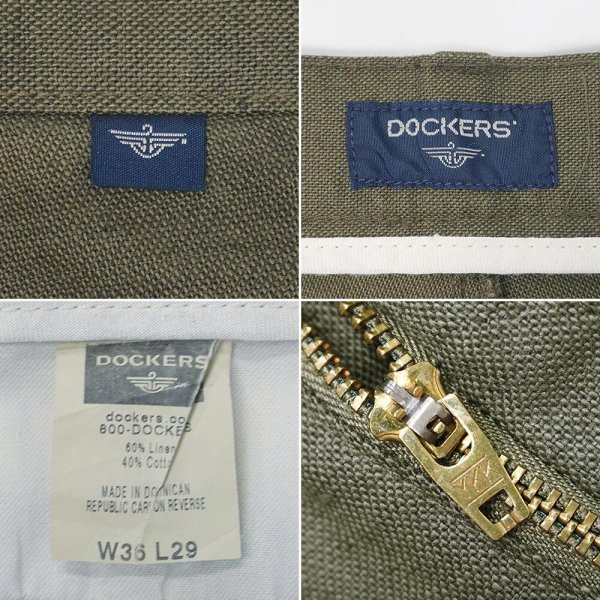 画像3: Early 00's DOCKERS 2タック リネンコットントラウザー "W36 L29" (3)