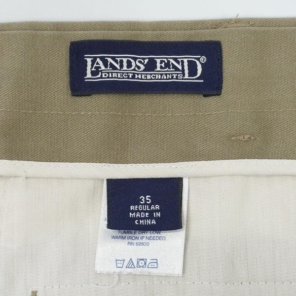 画像3: 90's LANDS' END 2タック チノトラウザー "LIGHT BROWN / W35" (3)