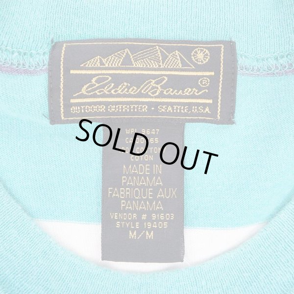 画像2: 90's Eddie Bauer マルチボーダー柄 ポケットTシャツ (2)