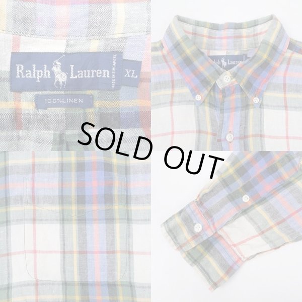画像3: 90's Polo Ralph Lauren リネン ボタンダウンシャツ (3)