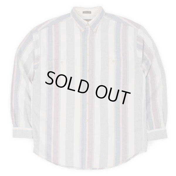 画像1: 90's Eddie Bauer マルチストライプ柄 ボタンダウンシャツ "黒タグ" (1)