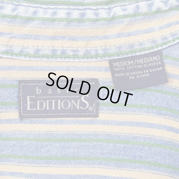 画像2: 90's BASIC EDITIONS マルチストライプ ボタンダウンシャツ (2)