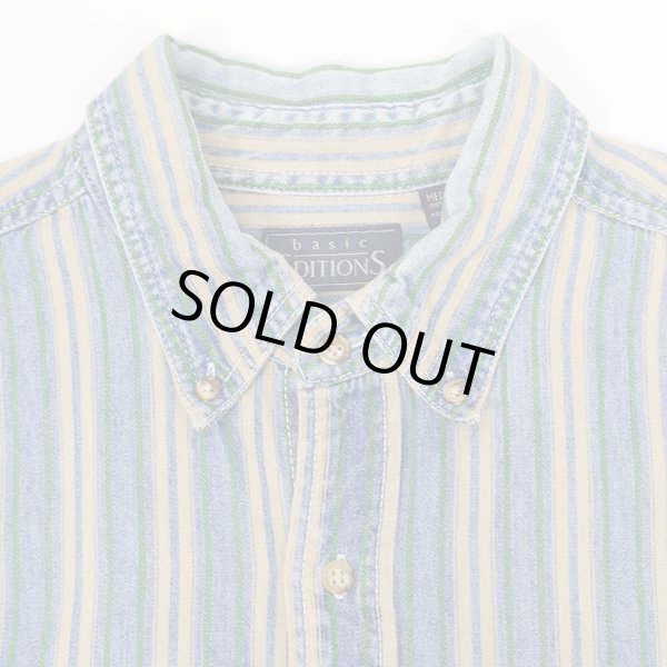 画像3: 90's BASIC EDITIONS マルチストライプ ボタンダウンシャツ (3)