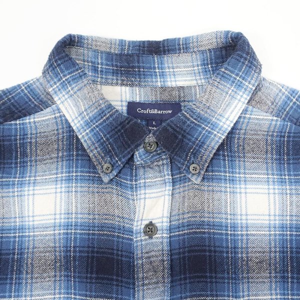 画像3: 00's Croft & Barrow プリントネル ボタンダウンシャツ "OMBRE PLAID" (3)