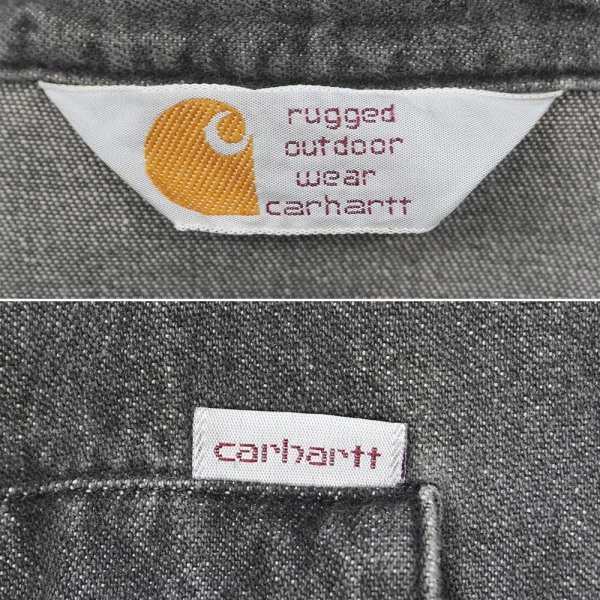 画像2: 80-90's Carhartt 先染めブラックデニム ウエスタンシャツ (2)