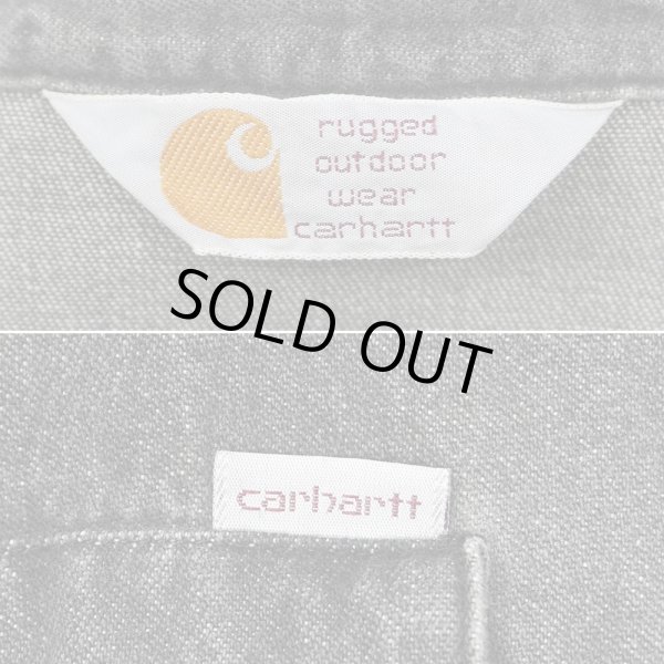 画像2: 80-90's Carhartt 先染めブラックデニム ウエスタンシャツ (2)