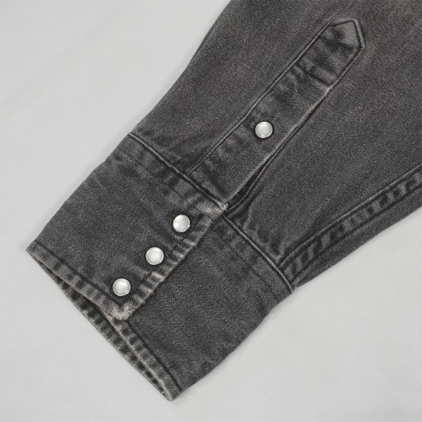 画像4: 80-90's Carhartt 先染めブラックデニム ウエスタンシャツ (4)