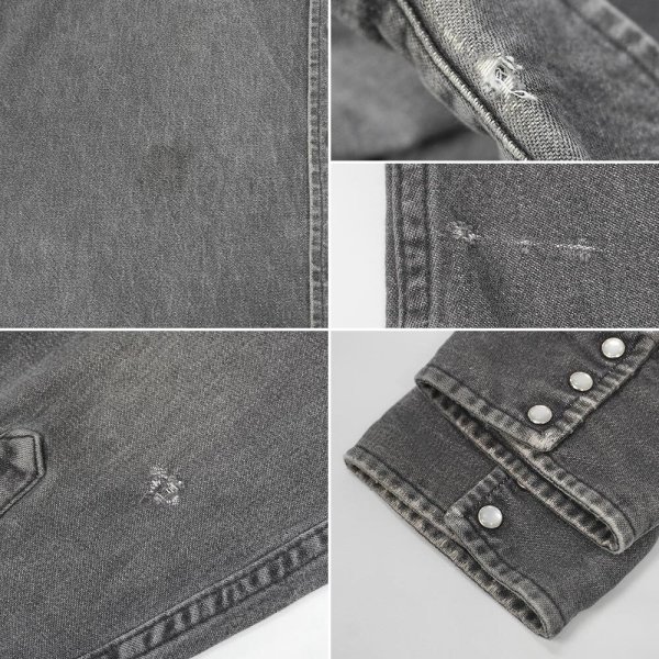 画像5: 80-90's Carhartt 先染めブラックデニム ウエスタンシャツ (5)