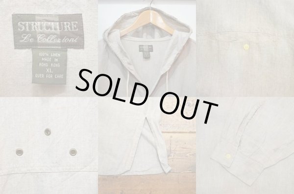 画像3: 90's STRUCTURE リネン フーディーシャツ (3)