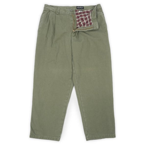 画像1: 00's Eddie Bauer ネルライナー 2タック チノトラウザー "OLIVE / W36 L30" (1)