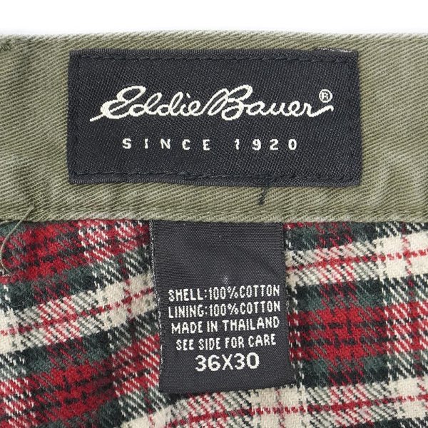 画像3: 00's Eddie Bauer ネルライナー 2タック チノトラウザー "OLIVE / W36 L30" (3)