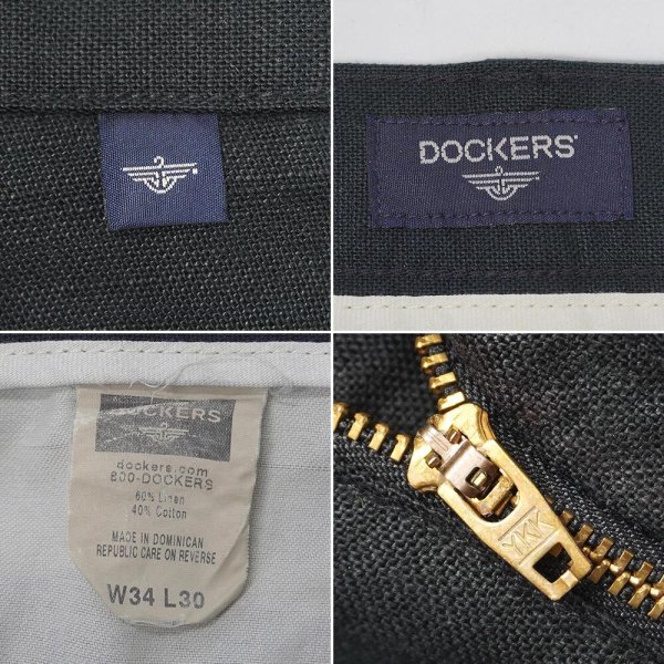 画像3: 00's DOCKERS 2タック コットンリネントラウザー "BLACK / W34 L30" (3)