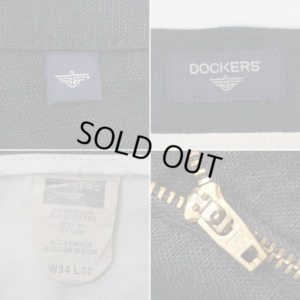 画像3: 00's DOCKERS 2タック コットンリネントラウザー "BLACK / W34 L30" (3)