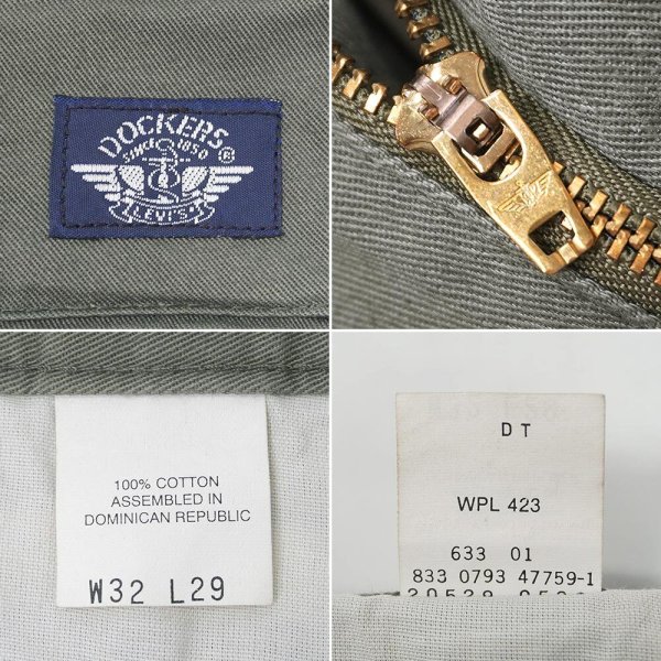 画像3: 90's DOCKERS 2タック チノトラウザー "OLIVE / W32 L29" (3)