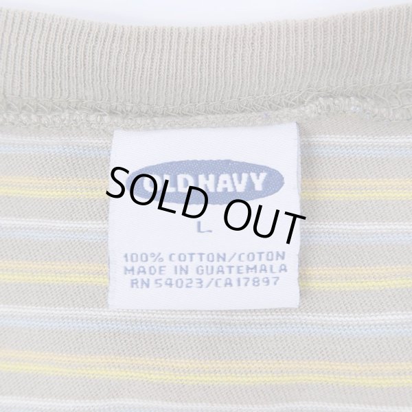 画像2: 90's OLD NAVY マルチボーダー柄 Tシャツ “OLIVE” (2)