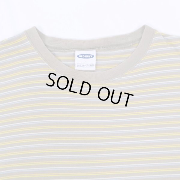 画像3: 90's OLD NAVY マルチボーダー柄 Tシャツ “OLIVE” (3)