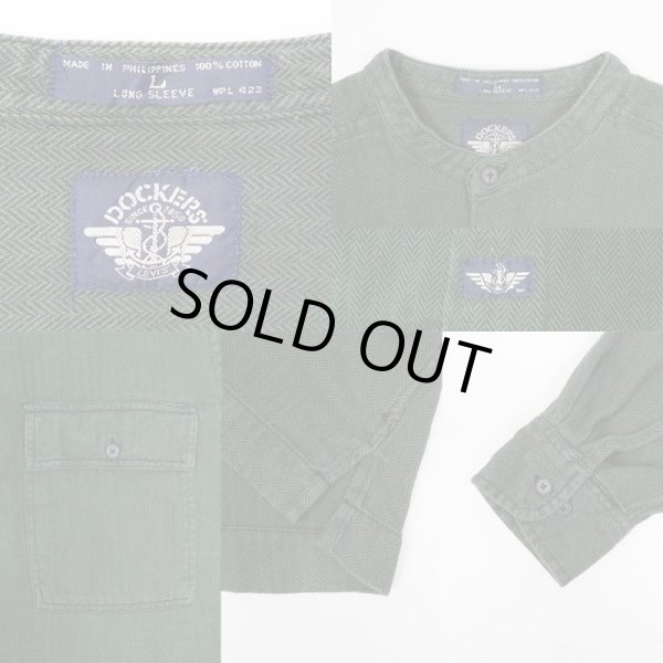 画像3: 90's DOCKERS ヘリンボーン バンドカラーシャツ (3)