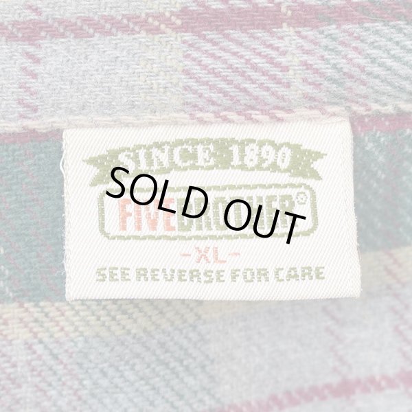 画像2: 90's FIVE BROTHER ヘビーネルシャツ “Gray Plaid” (2)