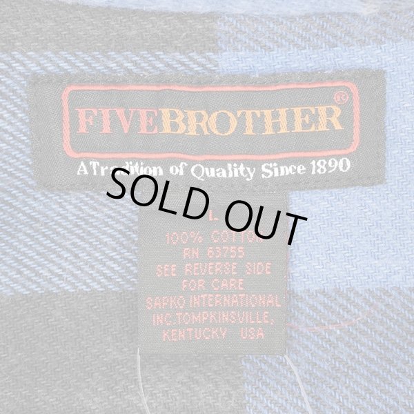 画像2: 00's FIVE BROTHER ブロックチェック柄 ヘビーネルシャツ "BLUE×BLACK" (2)
