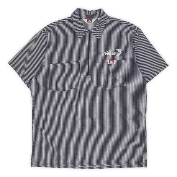 画像1: 00's BEN DAVIS S/S ハーフジップ ワークシャツ "MADE IN USA / 企業ロゴ刺繍" (1)