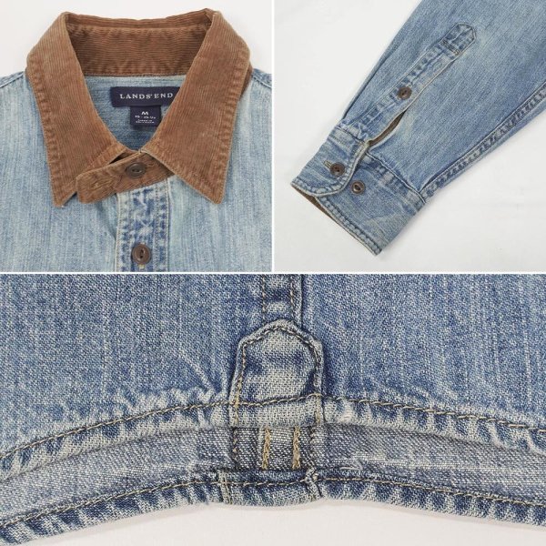 画像3: 00's LANDS' END デニムワークシャツ (3)