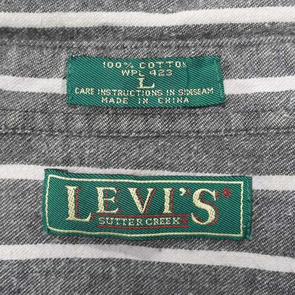 画像2: 90's Levi's ストライプ柄 フランネル ワークシャツ (2)