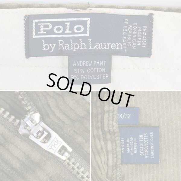 画像3: 90's Polo Ralph Lauren 2タック 太畝コーデュロイトラウザー "ANDREW PANT / BROWN" (3)