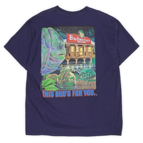 画像1: 90's Budweiser 両面プリントTシャツ "Frog × Chameleon" (1)